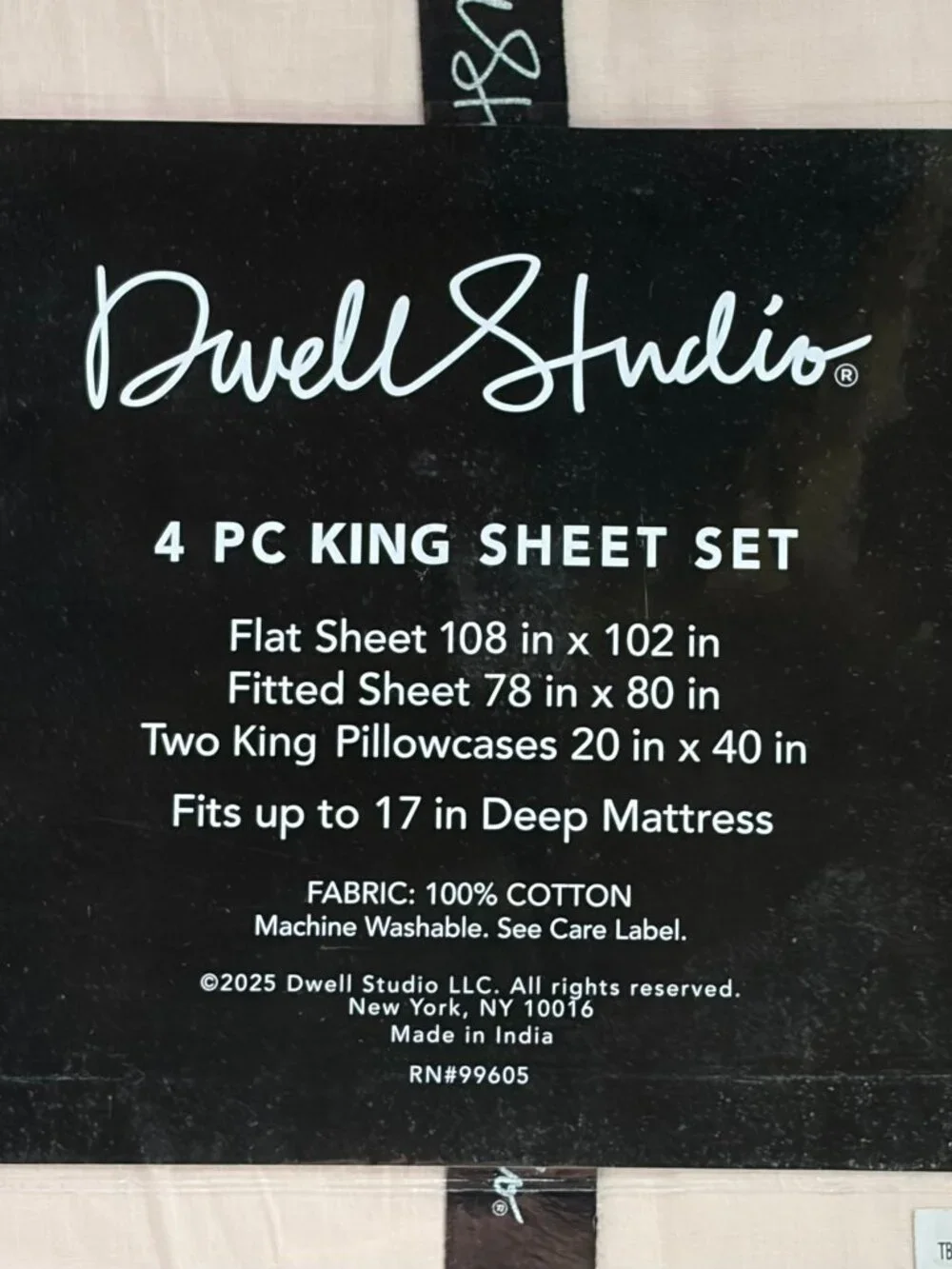 Dwell Studio King Size Pearl Blush Sheet Set 100% Cotton Percale Cool & Crisp